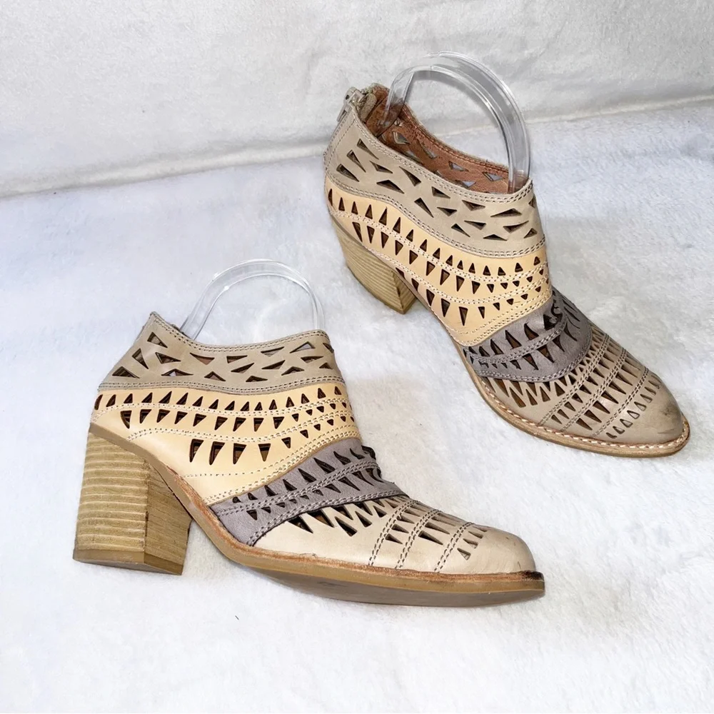 Jeffrey Campbell for Free People Faviola Color Block Cutout Western Booties 7.5